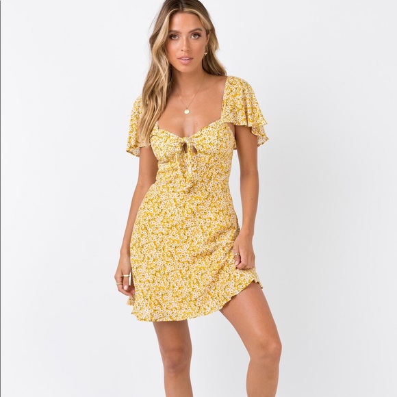 Princess Polly Dresses New Princess Polly Yellow Floral Dress